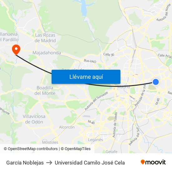 García Noblejas to Universidad Camilo José Cela map
