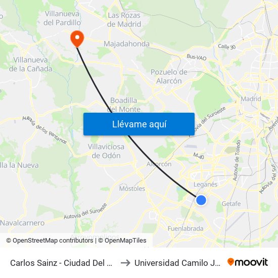 Carlos Sainz - Ciudad Del Automóvil to Universidad Camilo José Cela map