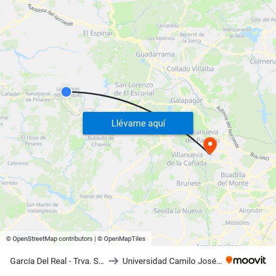 García Del Real - Trva. Sauco to Universidad Camilo José Cela map