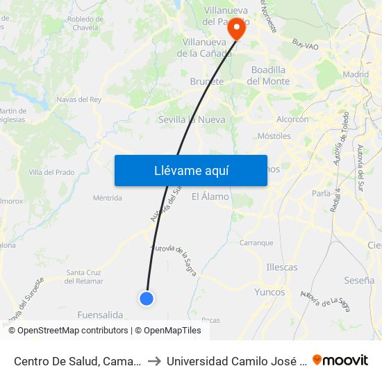 Centro De Salud, Camarena to Universidad Camilo José Cela map