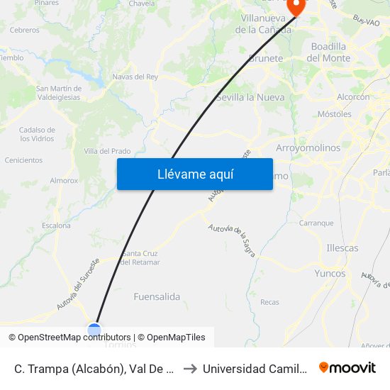 C. Trampa (Alcabón), Val De Santo Domingo to Universidad Camilo José Cela map