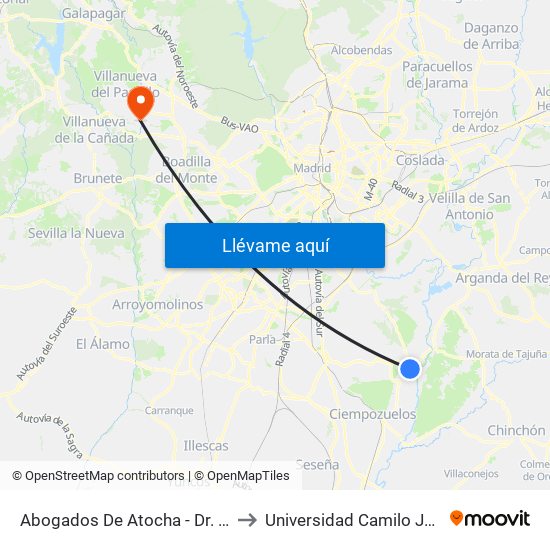 Abogados De Atocha - Dr. Marañón to Universidad Camilo José Cela map
