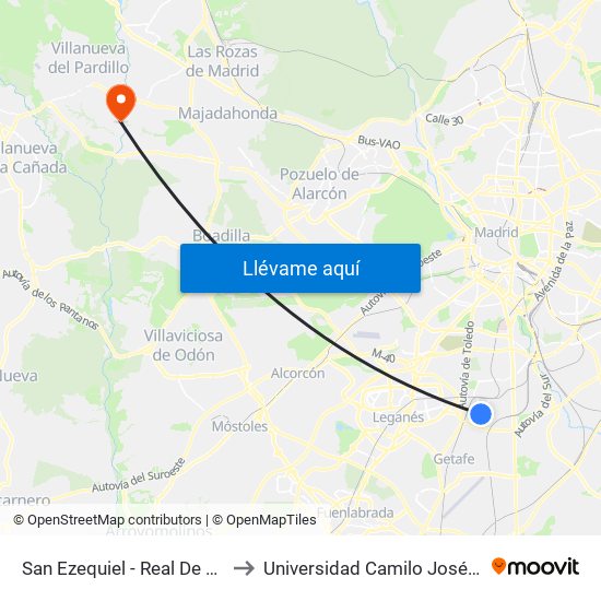 San Ezequiel - Real De Pinto to Universidad Camilo José Cela map