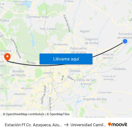 Estación Ff.Cc. Azuqueca, Azuqueca De Henares to Universidad Camilo José Cela map