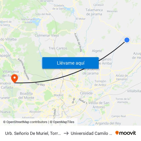 Urb. Señorío De Muriel, Torrejón Del Rey to Universidad Camilo José Cela map