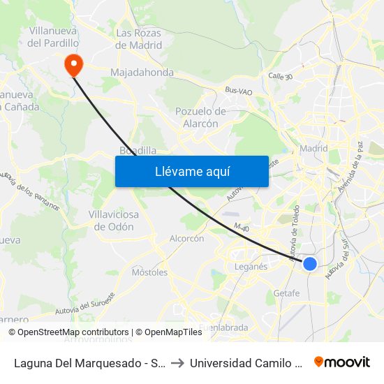 Laguna Del Marquesado - San Erasmo to Universidad Camilo José Cela map