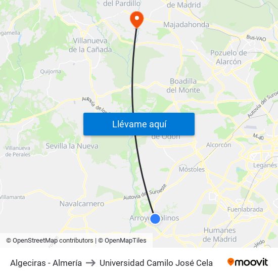 Algeciras - Almería to Universidad Camilo José Cela map