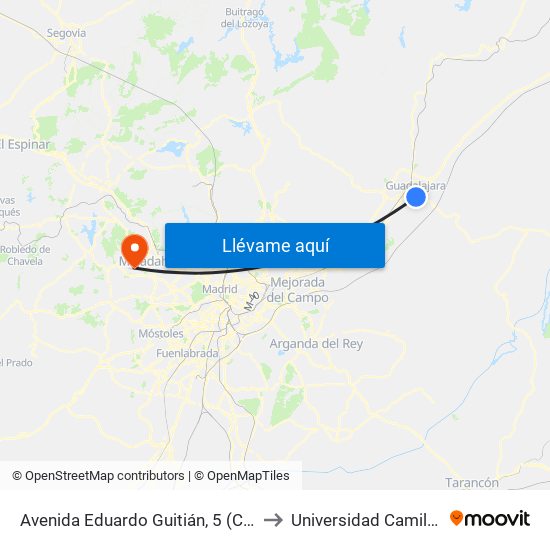 Avenida Eduardo Guitián, 5 (Centro Comercial) to Universidad Camilo José Cela map