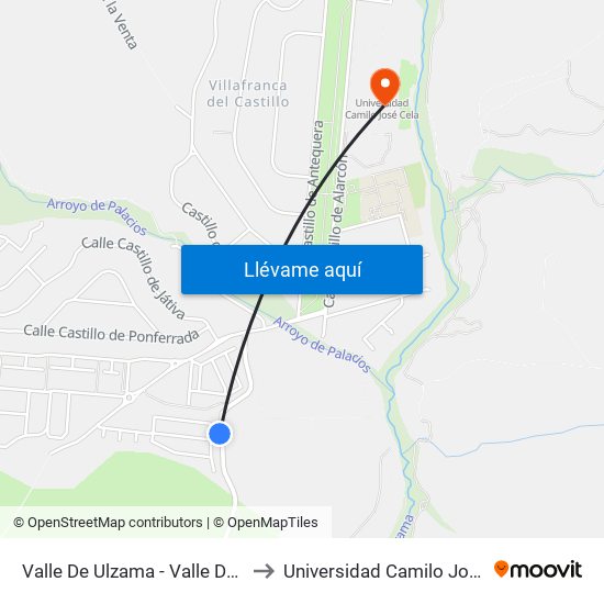 Valle De Ulzama - Valle Del Tiétar to Universidad Camilo José Cela map