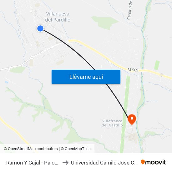 Ramón Y Cajal - Paloma to Universidad Camilo José Cela map