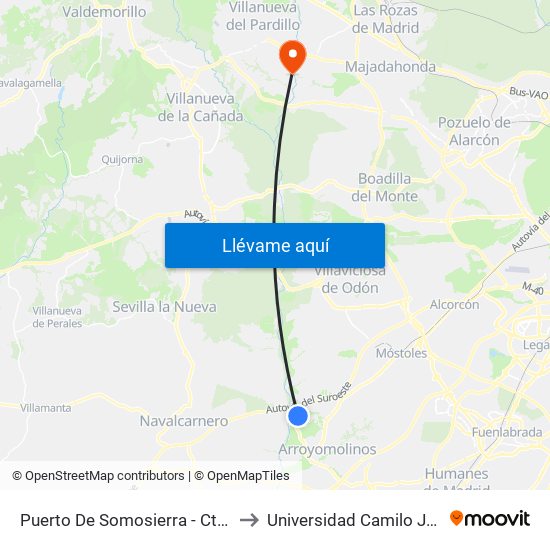 Puerto De Somosierra - Ctra. M-413 to Universidad Camilo José Cela map