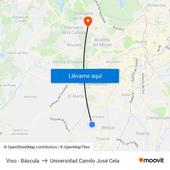Viso - Báscula to Universidad Camilo José Cela map