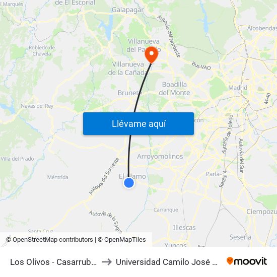 Los Olivos - Casarrubios to Universidad Camilo José Cela map