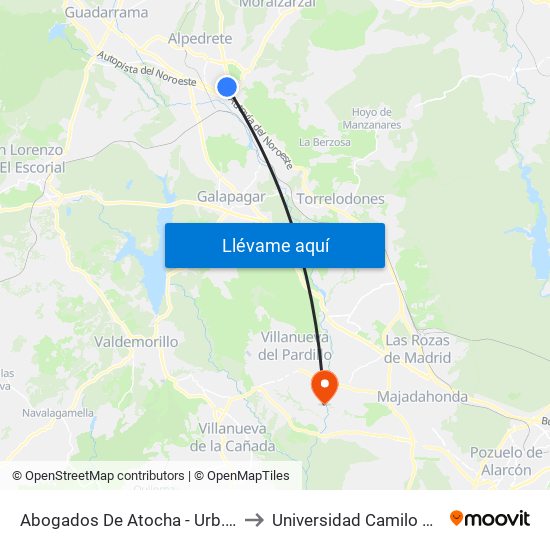 Abogados De Atocha - Urb. Los Valles to Universidad Camilo José Cela map