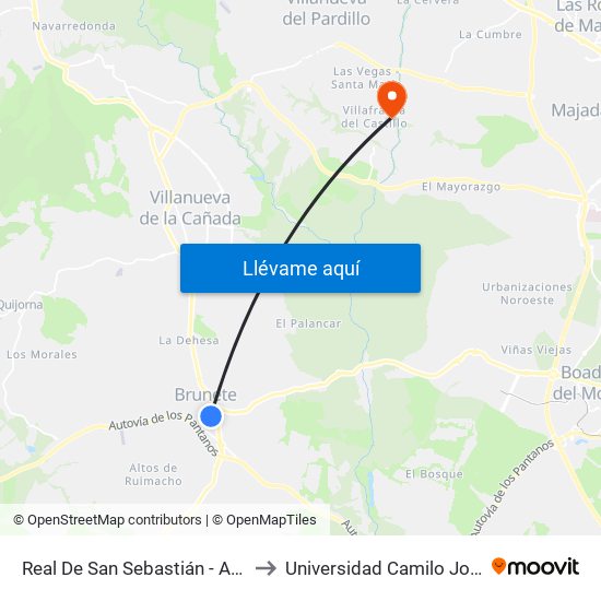 Real De San Sebastián - Amargura to Universidad Camilo José Cela map