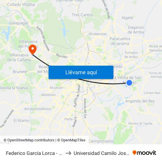 Federico García Lorca - Mirlos to Universidad Camilo José Cela map