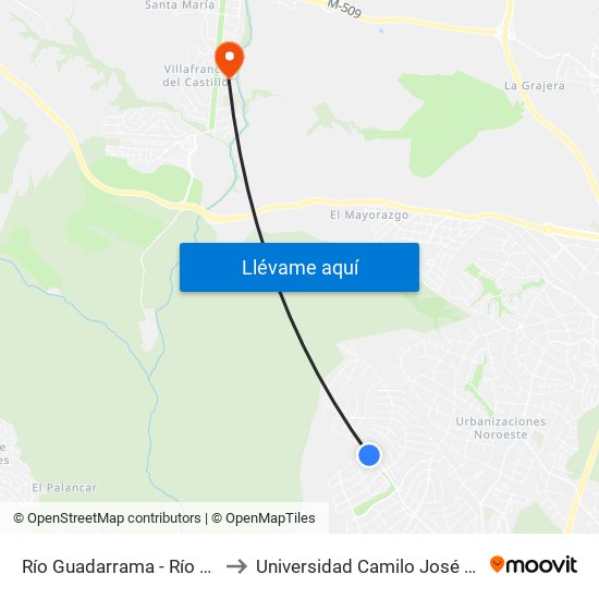 Río Guadarrama - Río Tajo to Universidad Camilo José Cela map