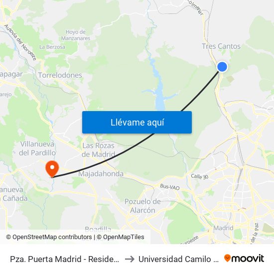 Pza. Puerta Madrid - Residencial Aislada to Universidad Camilo José Cela map
