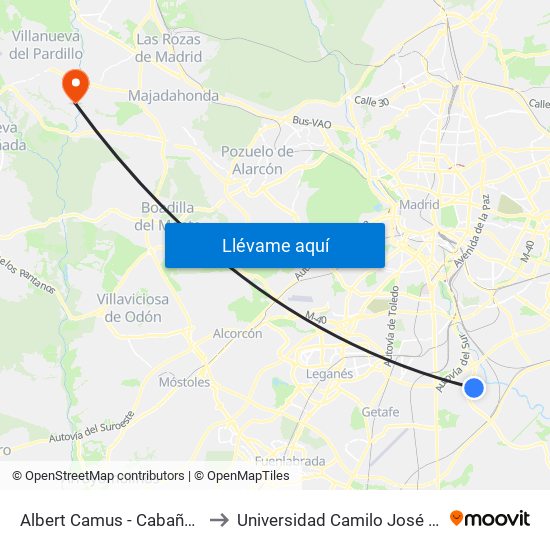 Albert Camus - Cabañeros to Universidad Camilo José Cela map