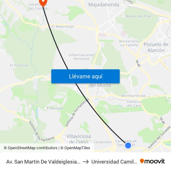 Av. San Martín De Valdeiglesias - Autocaravanas to Universidad Camilo José Cela map