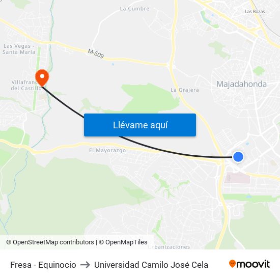 Fresa - Equinocio to Universidad Camilo José Cela map