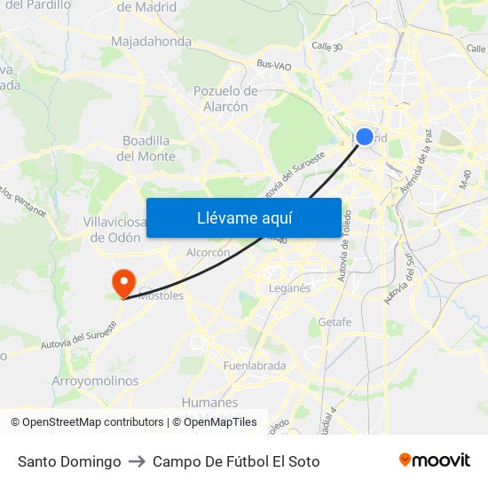 Santo Domingo to Campo De Fútbol El Soto map