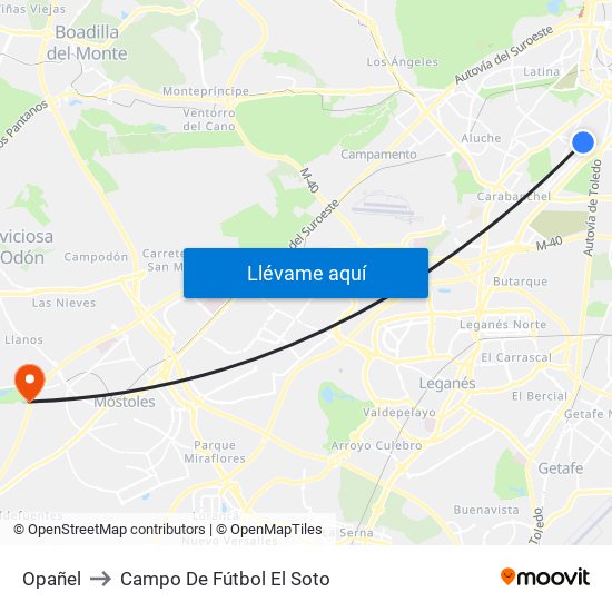 Opañel to Campo De Fútbol El Soto map