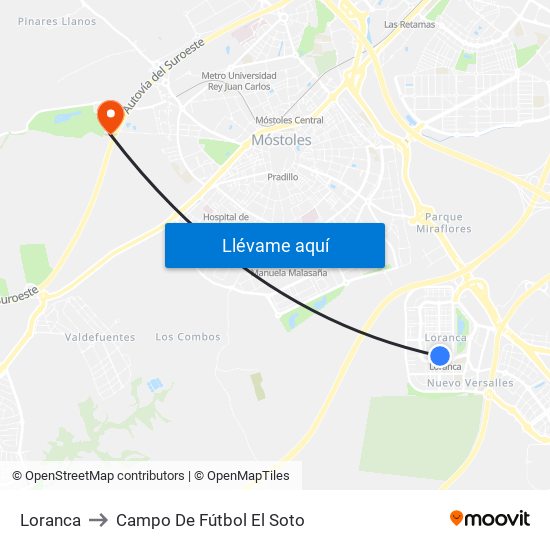 Loranca to Campo De Fútbol El Soto map