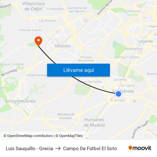 Luis Sauquillo - Grecia to Campo De Fútbol El Soto map