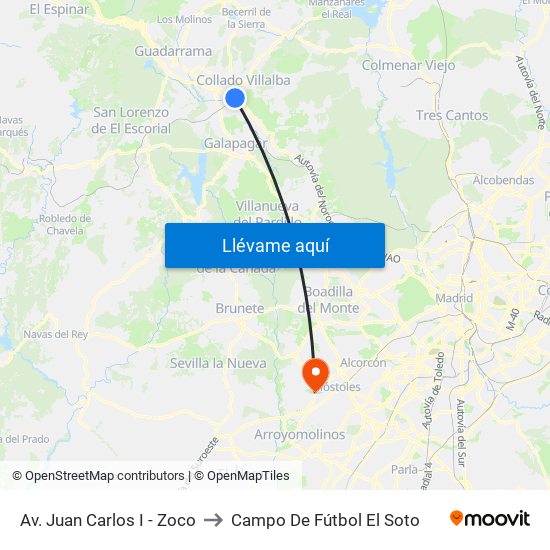 Av. Juan Carlos I - Zoco to Campo De Fútbol El Soto map