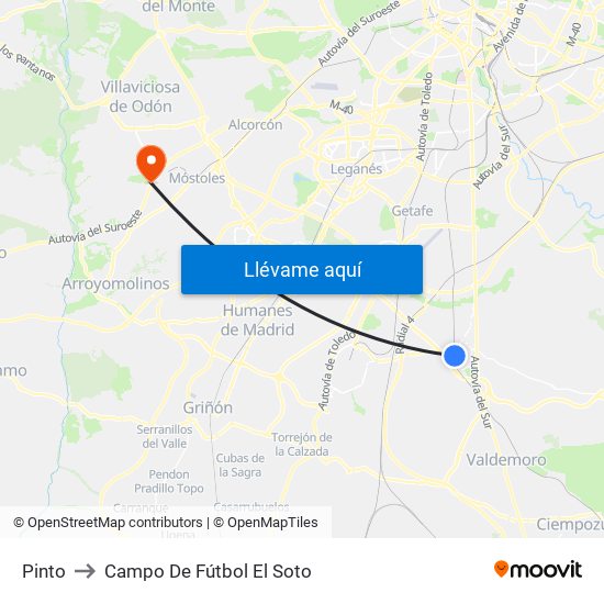 Pinto to Campo De Fútbol El Soto map