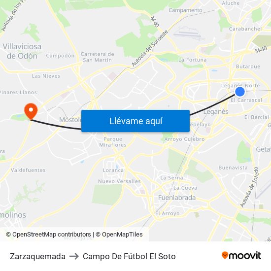 Zarzaquemada to Campo De Fútbol El Soto map