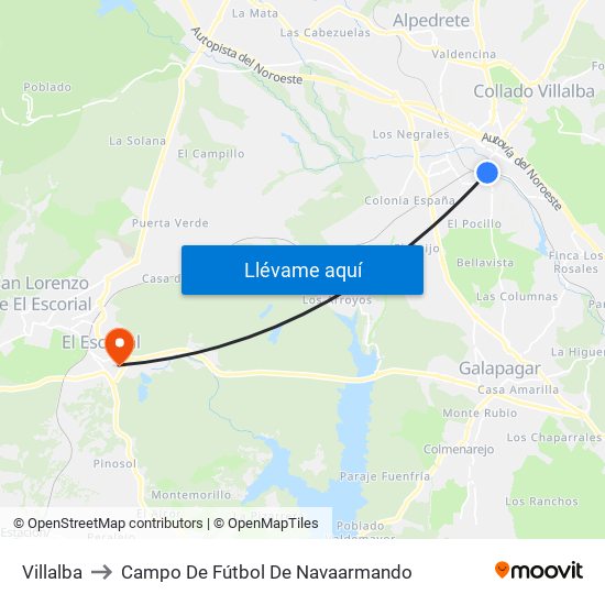 Villalba to Campo De Fútbol De Navaarmando map