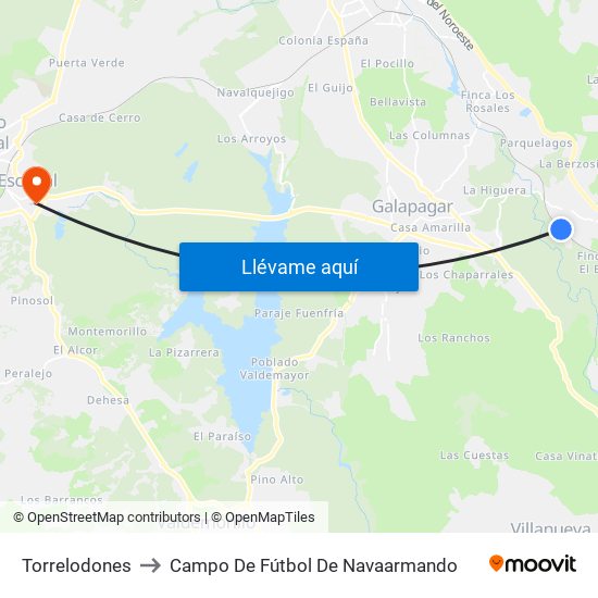 Torrelodones to Campo De Fútbol De Navaarmando map