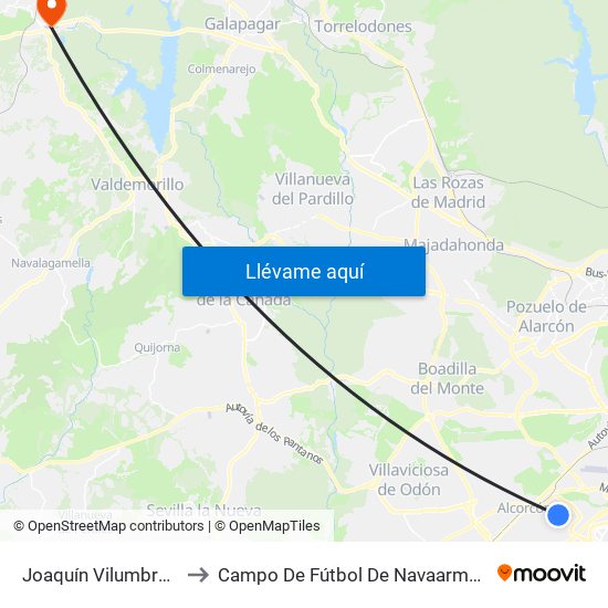 Joaquín Vilumbrales to Campo De Fútbol De Navaarmando map