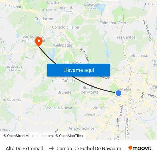 Alto De Extremadura to Campo De Fútbol De Navaarmando map