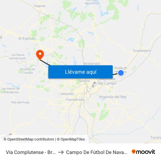 Vía Complutense - Brihuega to Campo De Fútbol De Navaarmando map
