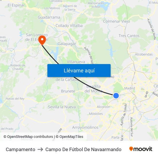 Campamento to Campo De Fútbol De Navaarmando map