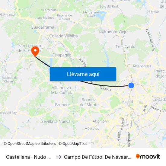 Castellana - Nudo Norte to Campo De Fútbol De Navaarmando map