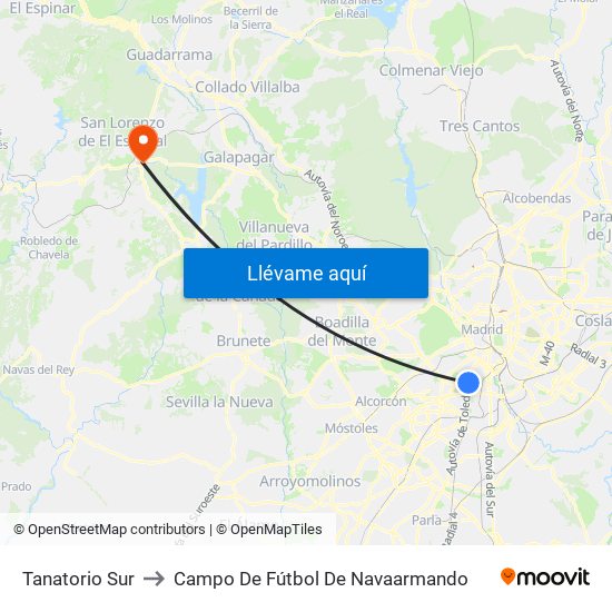 Tanatorio Sur to Campo De Fútbol De Navaarmando map