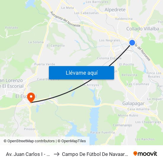 Av. Juan Carlos I - Zoco to Campo De Fútbol De Navaarmando map