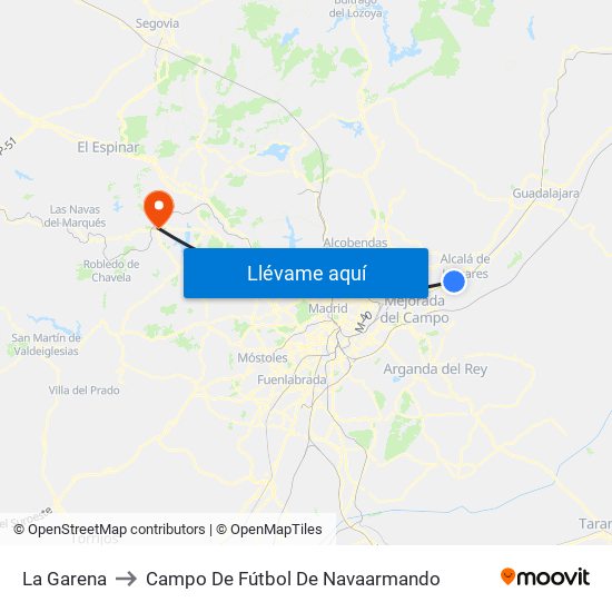 La Garena to Campo De Fútbol De Navaarmando map