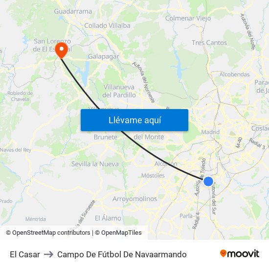 El Casar to Campo De Fútbol De Navaarmando map