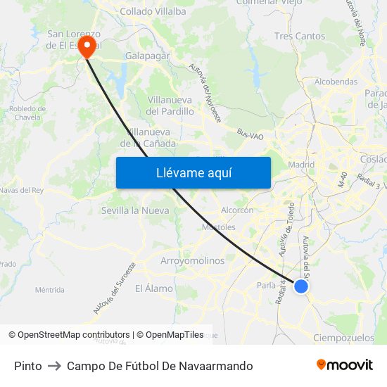 Pinto to Campo De Fútbol De Navaarmando map