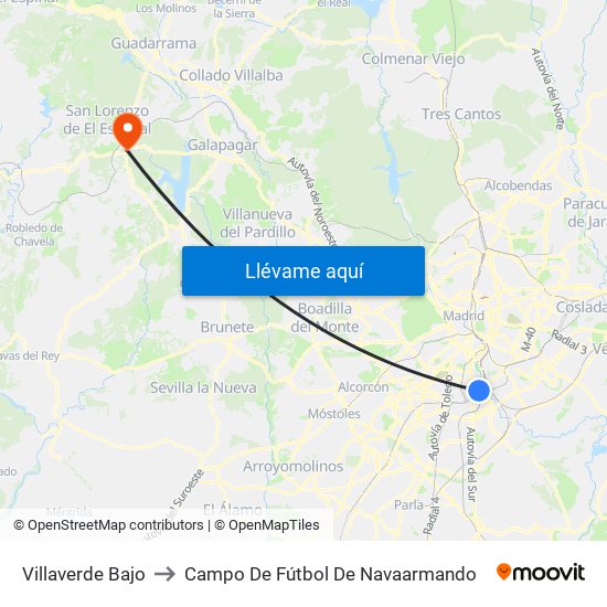 Villaverde Bajo to Campo De Fútbol De Navaarmando map