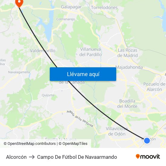 Alcorcón to Campo De Fútbol De Navaarmando map