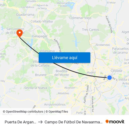Puerta De Arganda to Campo De Fútbol De Navaarmando map