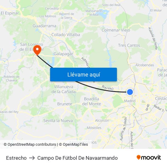Estrecho to Campo De Fútbol De Navaarmando map
