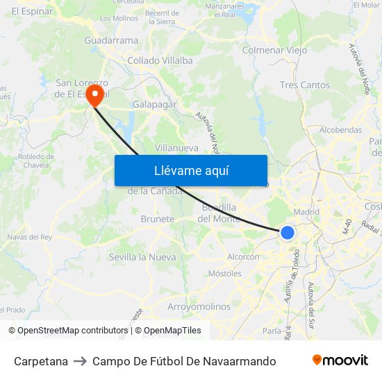 Carpetana to Campo De Fútbol De Navaarmando map
