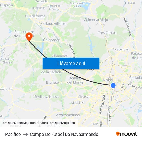Pacífico to Campo De Fútbol De Navaarmando map